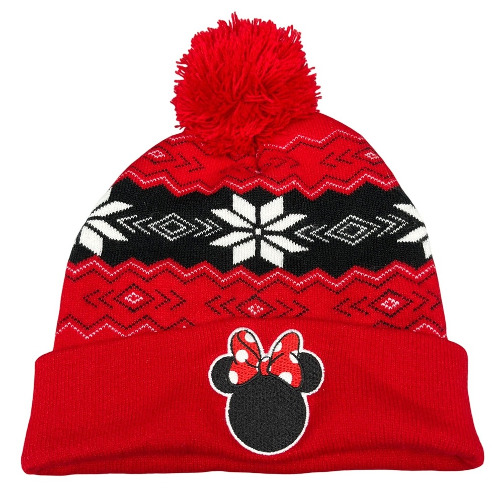 Disney Beanie Minnie Mouse Fair Isle Snowflake Winter Wear Womens OS